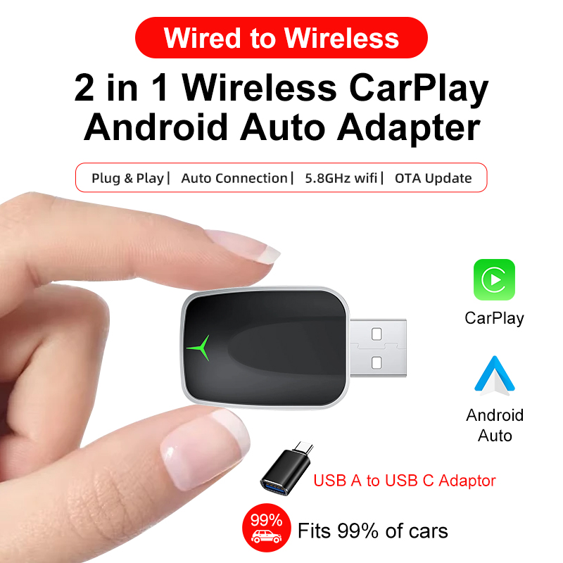 Smartwatch Universal - 2026년형 새로운 무선 카플레이 어댑터 2-in-1