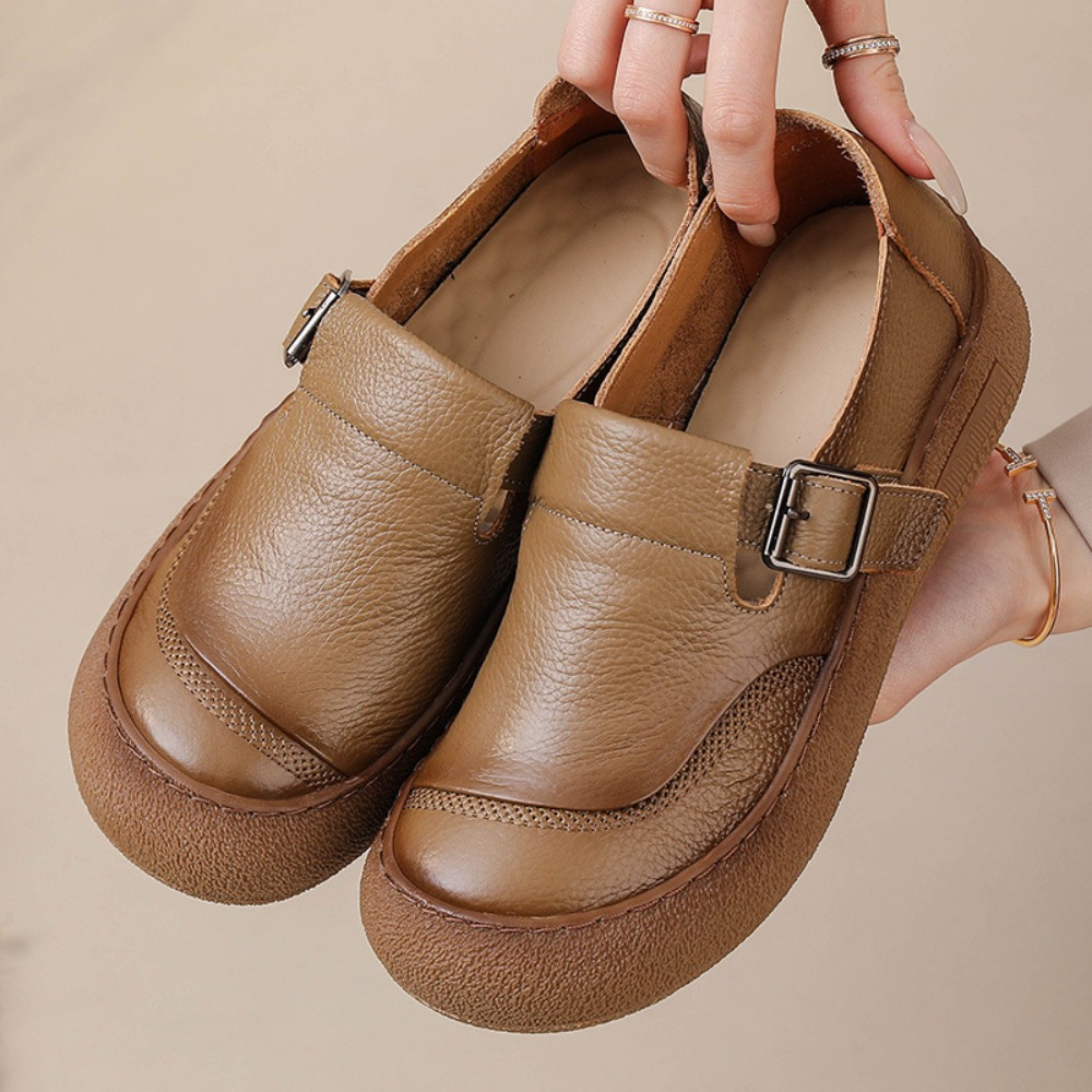 Leather Classic Strap - 여성용 캐주얼 단화 봄 가을 신상
