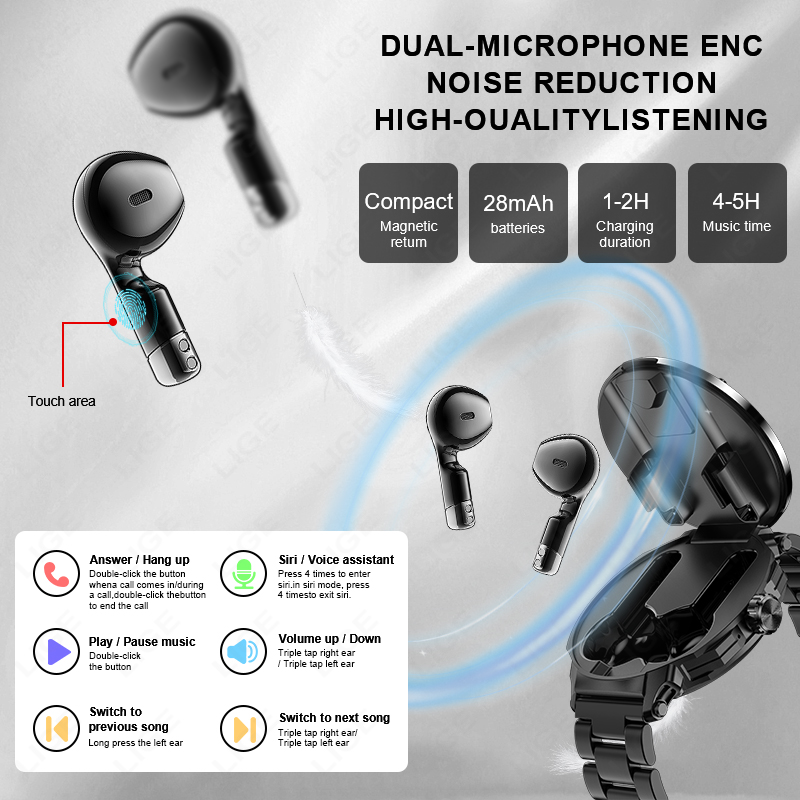 새로운 남성용 2 In 1 헤드셋 스마트 시계 블루투스 - Smartwatch Headset 리뷰 및 가격