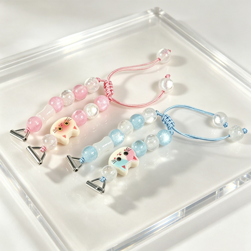 마카롱 비즈 스마트 워치 스트랩 만화 고양이 직조 밴드 - Smart Watch Accessories 리뷰 및 가격