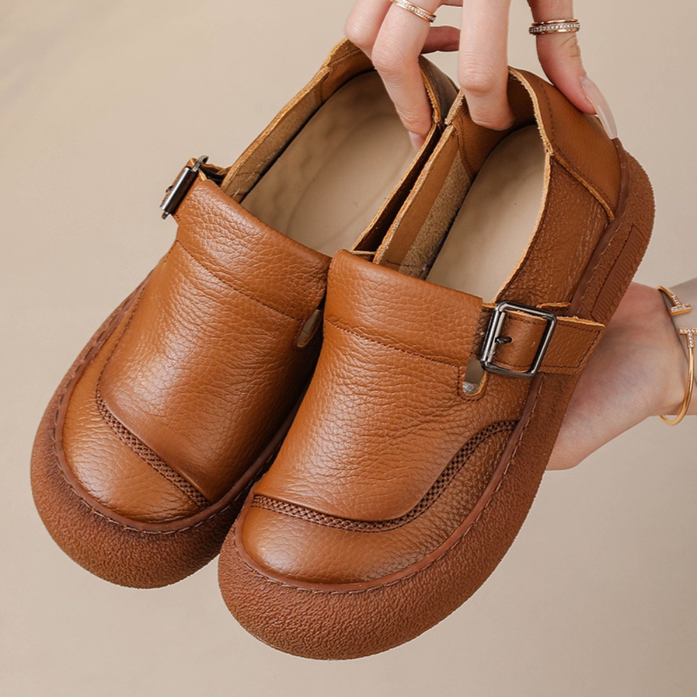 여성용 캐주얼 단화 봄 가을 신상 레트로 스타일 소가죽 - Leather Classic Strap 리뷰 및 가격