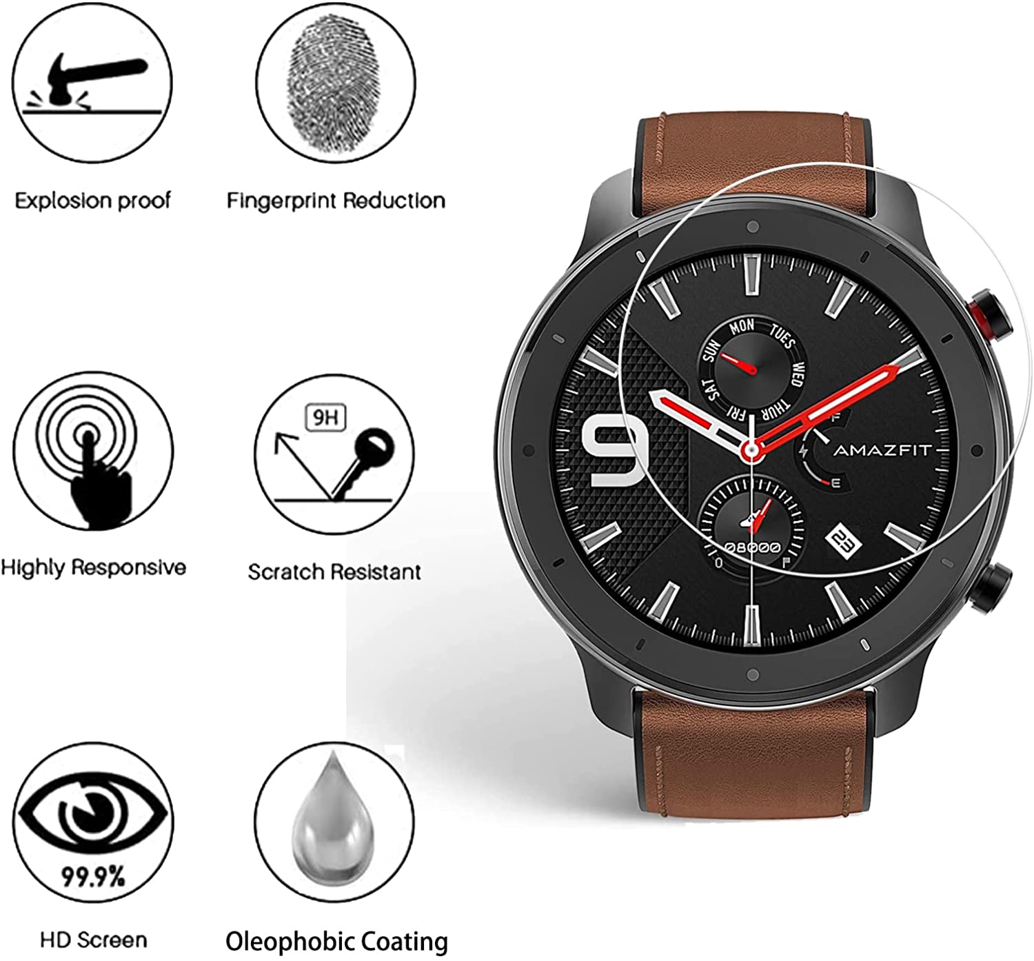 Amazfit GTR 42mm 47mm 용 9H 강화  - Watch Face Protector 리뷰 및 가격