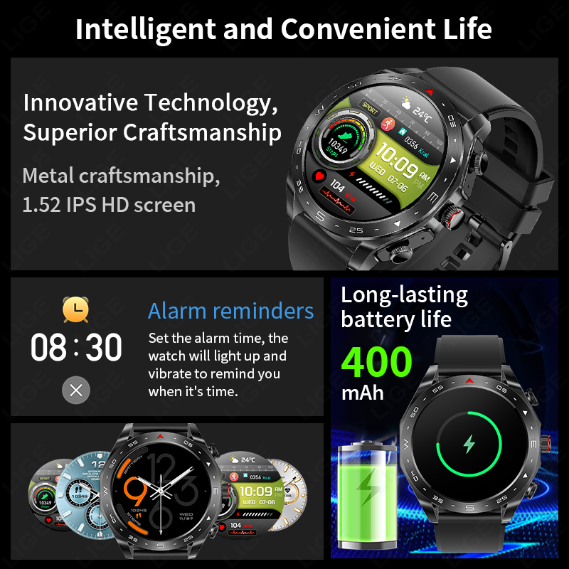 LIGE 이어버드 포함 블루투스 헤드셋 스마트워치, 여 - Smartwatch Headset 리뷰 및 가격